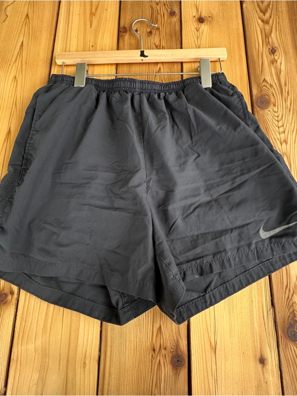 Nike Men's Black Dri-Fit Athletic Shorts with Reflective Swoosh